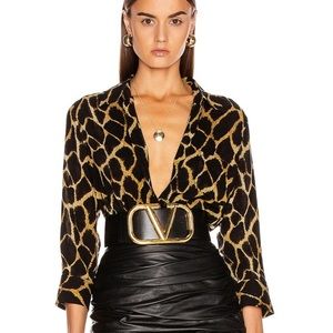L’AGENCE Ryan Blouse Sienna Safari Print Small